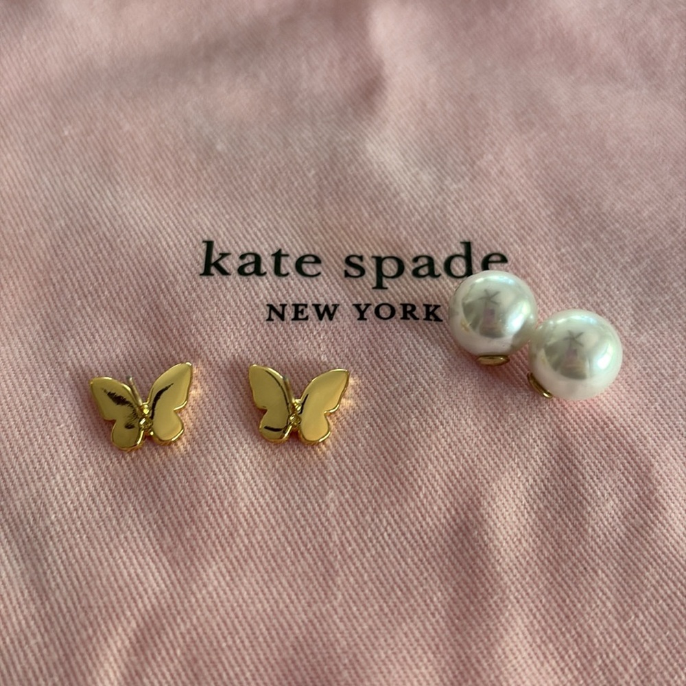 Kate Spade Gold and Mother of Pearl Butterfly earrings - Picture 7 of 8